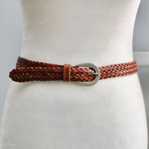 Coach Women's Vintage Brown Woven Leather Buckle Waist Belt 8518 Size Small - Picture 3 of 5